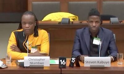 Meddie Ssentongo, Horst Backe, Christopher Nkambwe and Steven Kabuye appearing before a Canadian Parliamentary Committee to testify on the status of LGBTQI people in Uganda.