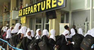 Middle east bound Ugandan migrants at Entebbe airport