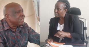 A photo montage of Jomo Mugabe and Justine Barekye, Mbarara City Town Clerk (R)