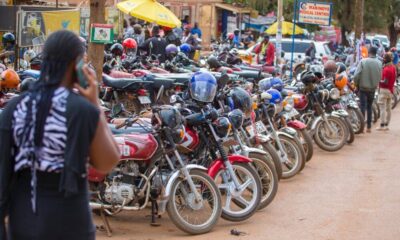 Boda boda motorcycles at a stage