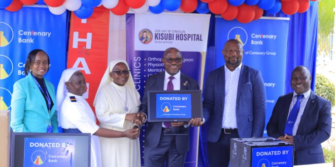 Centenary Bank donates computers to Kisubi Hospital to strengthen health