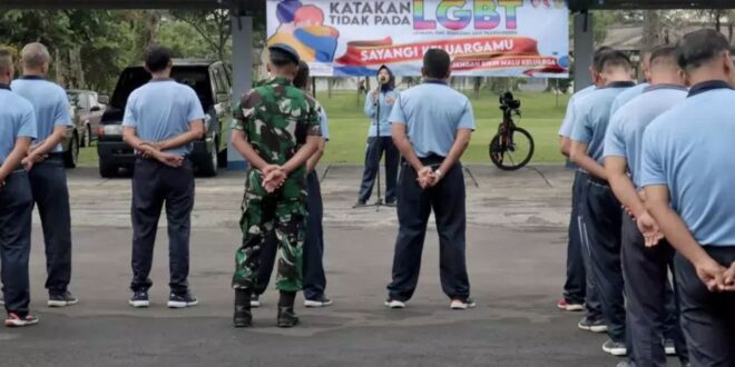 An anti-LGBT briefing at an Indonesian air base in December 2024. (Photo courtesy of New Mandala and the Indonesian Air Force)