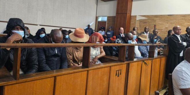Suspects arrested in connection with the defrauding of the Mpumalanga Education Department make their first appearance at the Nelspruit Magistrate's Court on February 23, 2026.