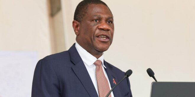 Deputy President Paul Mashatile addresses the World AIDS Day commemoration at the Ga-Masemola stadium in the Sekhukhune district, Limpopo on December 1, 2025.