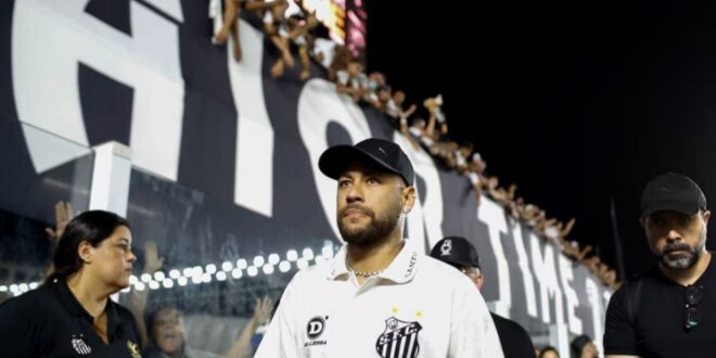 Santos' Neymar inside the stadium during a Brasileiro Championship match against Sao Paulo at Estadio Urbano Caldeira in Santos, Brazil on February 4, 2026.
