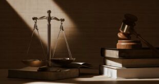 Justice scale and law books.