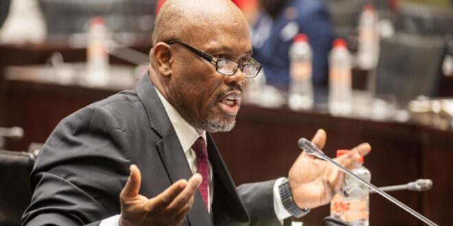 Suspended Deputy National Commissioner for Crime Detection, Shadrack Sibiya appearing before the Parliament's Adhoc Committee.