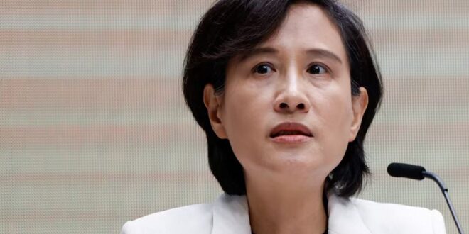 Taiwan's Vice Premier Cheng Li-chiun speaks at a press conference about US-Taiwan trade deal in Taipei, Taiwan on January 20, 2026.