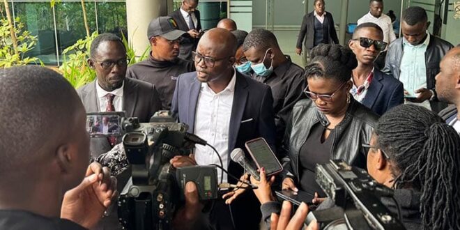 Edward Mwebaza addresses the media (Photo courtesy of HRAPF)