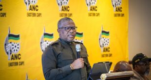 ANC Secretary General Fikile Mbalula addresses party members in East London in the Eastern Cape on 24 March 2026.