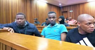 [File Image] Accused 1, 2 and 3, Muzi Sibiya, Bongani Ntanzi, and Prince Mncube seating in the dock at the Senzo Meyiwa murder trial in Pretoria.