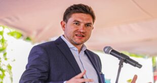 City of Tshwane Mayor, Cilliers Brink speaks at the South African Civil Aviation Authority’ s 25-year Anniversary Airshow at Wonderboom National Airport in Pretoria on April 20, 2024.