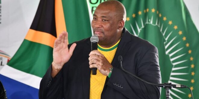 Sport, Arts and Culture Minister Gayton McKenzie addresses Human Rights Day event at AR Abass Stadium in Kimberley, Northern Cape on March 21, 2026.