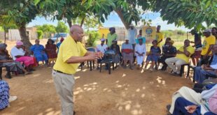 Late Congress of the People leader Mosiuoa Lekota addresses residents of Hammanskraal over poor living conditions in the area in this image captured on 25 March 2024.