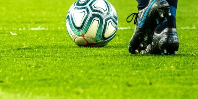 Moments before match kick-off on the pitch.