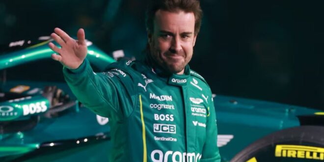 Aston Martin's Fernando Alonso during the F1 75 Live Season Launch at The O2 in London, Britain on February 18, 2025.