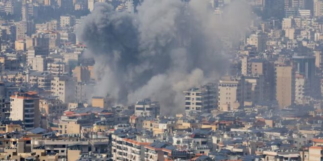 Smoke rises after an Israeli strike on Beirut's southern suburbs, following an escalation between Hezbollah and Israel amid the US-Israeli conflict with Iran, Lebanon.