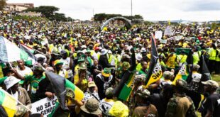 ANC members participate in the People's March in Johannesburg.
