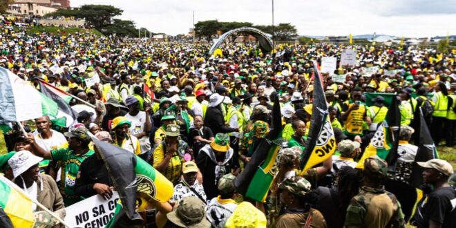 ANC members participate in the People's March in Johannesburg.