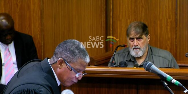 Former apartheid police commander Eugene de Kok giving evidence at the Cradock 4 inquest at the Gqeberha High Court in the Eastern Cape on March 23, 2026.