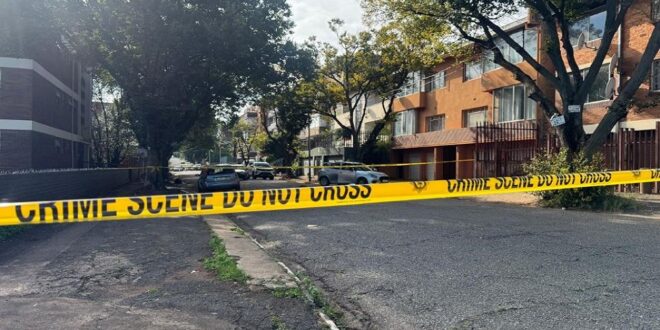 Crime scene where police shot four suspects in Yeoville, Johannesburg on March 25, 2026.