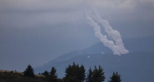 Smoke rises as projectiles are fired from Lebanon towards Israel, following an escalation between Hezbollah and Israel amid the US-Israeli conflict with Iran, as seen from the Israel-Lebanon border in northern Israel on March 4, 2026.