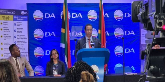 DA Federal Chairperson Ivan Meyer briefs the media at its headquarters in Bruma, East Rand on October 20, 2025.
