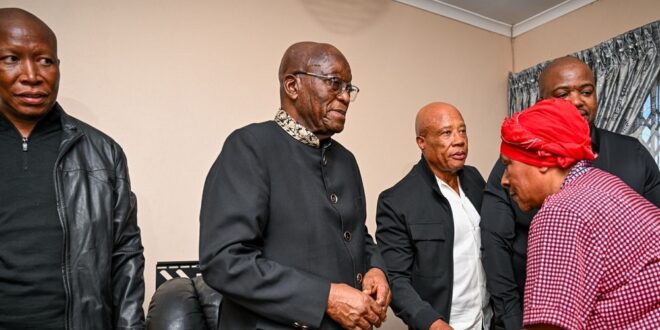 Jacob Zuma pays respects to Malemas home following aunts passing