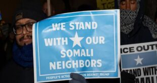 Demonstrators rally against Immigration and Customs Enforcement (ICE), amid a reported federal immigration operation targeting the Somali community, in Minneapolis, Minnesota, US on December 8, 2025.