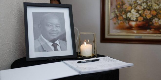 A picture of the late COPE leader Mosiuoa Lekota is seen at his family home in Bloemfontein, Free State on 10 March 2026.