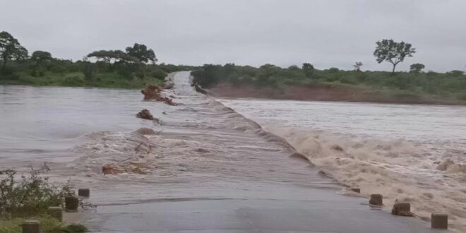 The Letaba River overflowing after floods in Limpopo.