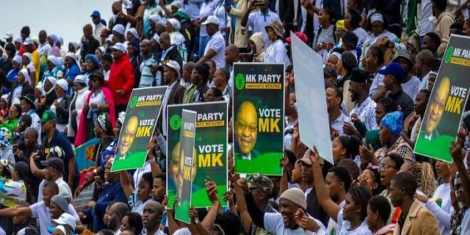 The uMkhonto weSizwe Party (MKP) Youth League at a rally at Sisa Dukashe Stadium in Mdantsane, East London, Eastern Cape on April 9, 2025.