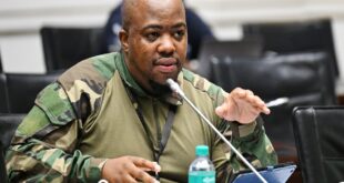 The uMkhonto weSizwe Party (MKP) Member Sibonelo Nomvalo at Parliament's Ad Hoc Committee on March 3, 2026.