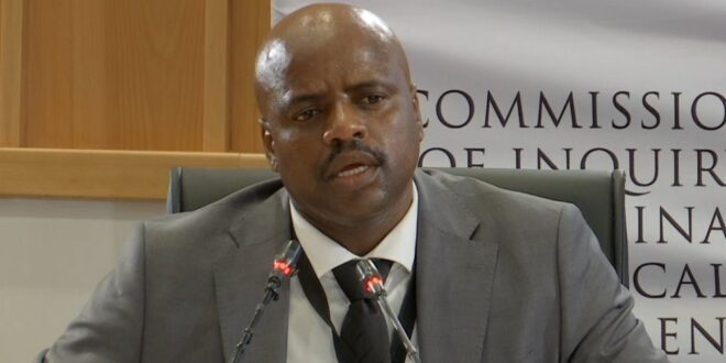 Suspended Ekurhuleni Metro Police Deputy Chief Julius Mkhwanazi testifying at the Madlanga Commission.