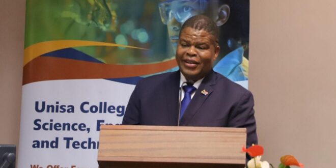 Minister David Mahlobo addresses the 2026 Unisa Water Imbizo in Roodepoort, Johannesburg.