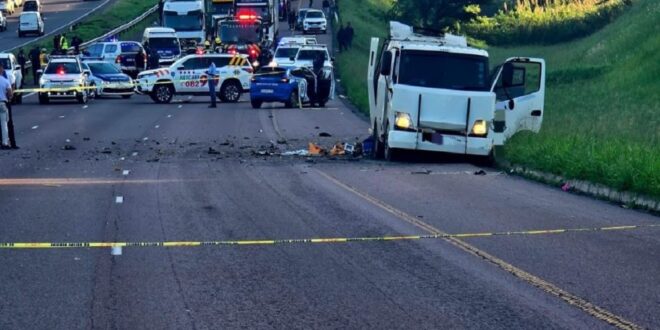 Visuals from the Cash-in- Transit robbery on the N2 South Bound near the NPC Cement Factory South of Durban on March 4, 2026.