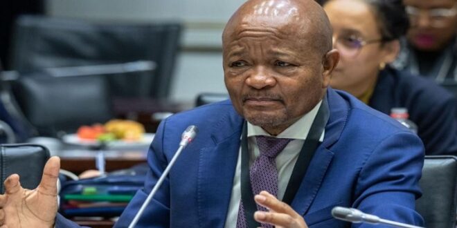 Police Minister Senzo Mchunu testifies before the Ad Hoc Committee on October 21, 2025.