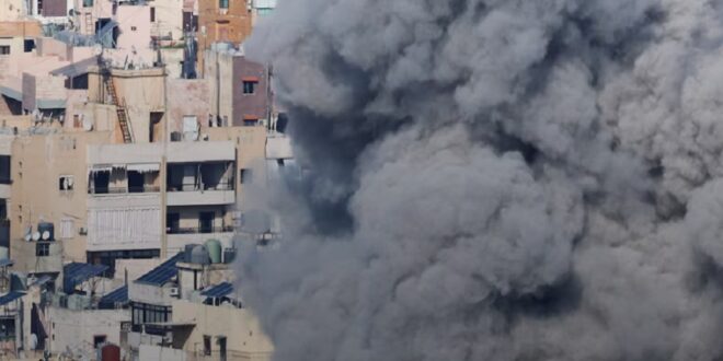 Smoke rises after an Israeli strike on Beirut's southern suburbs, March 4, 2026.