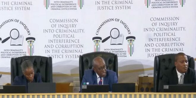 Chairperson and commissioners at the Madlanga Commission of Inquiry in Pretoria.