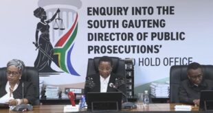 Retired Constitutional Court Justice Bess Nkabinde (Centre) chairs enquiry into suspended South Gauteng Director of Public Prosecutions Adv Andrew Chauke's fitness to hold office in Pretoria on March 3, 2026.