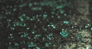 Broken windscreen glasses seen after an accident.