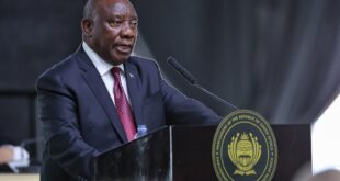 President Cyril Ramaphosa speaking at an event.