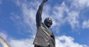 Newly unveiled statue of former ANC leader Nelson Mandela at Moses Mabhidha Stadium in KwaZulu-Natal on March 3, 2026.