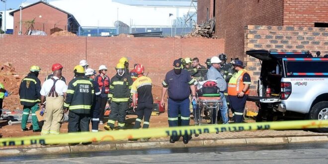 City of Johannesburg’s Emergency Management Service (EMS) rescuers attending to a building collapse in Ormonde on March 2, 2026.