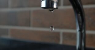 Droplets of water from a tap.