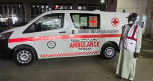 An emergency official stands outside Borno State Specialist Hospital, where people injured in an explosion during evening prayers at a mosque are being treated, in Maiduguri, Borno State, Nigeria on December 24, 2025.