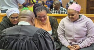 Rachel Kutumela, her sister Anna Shokane and daughter Flora Shokane jovial at the Polokwane Magistrate's Court ahead of judgement on their bail application on September 3, 2025.