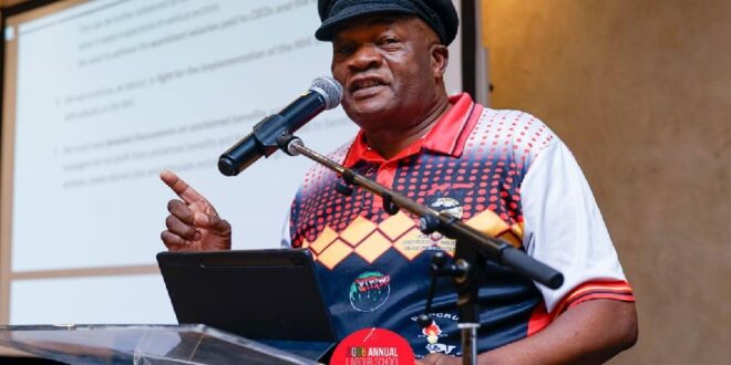 Cosatu General Secretary Solly Phetoe addresses delegates at the Nedlac Labour School on 24 Narch 2026.