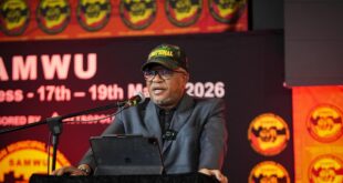 ANC Secretary-General Fikile Mbalula addresses the 13th National Congress of the South African Municipal Workers Union in Mbombela, Mpumalanga on 17 March 2026.