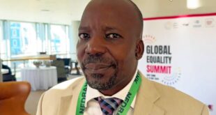 Fox Odoi-Oywelowo at the global equality summit in South Africa in 2024. (Enrique Anarte photo courtesy of Thompson Reuters Foundation)